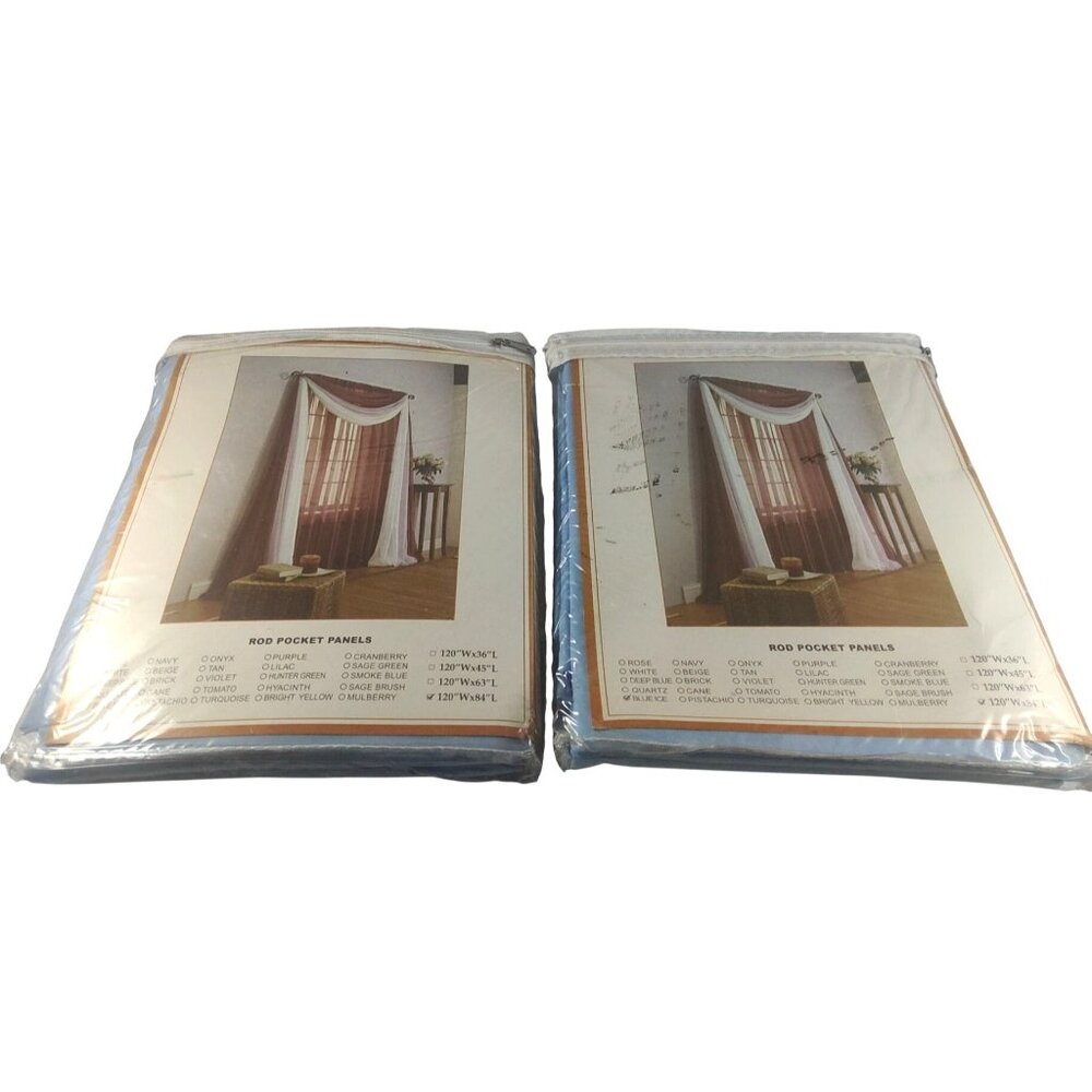 Brylane Home Rod Pocket Panels 120"Wx84"L Blue Ice Polyester New In Package